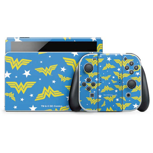 DC Comics Wonder Woman Logo Pattern Nintendo Switch OLED (2021) Skin